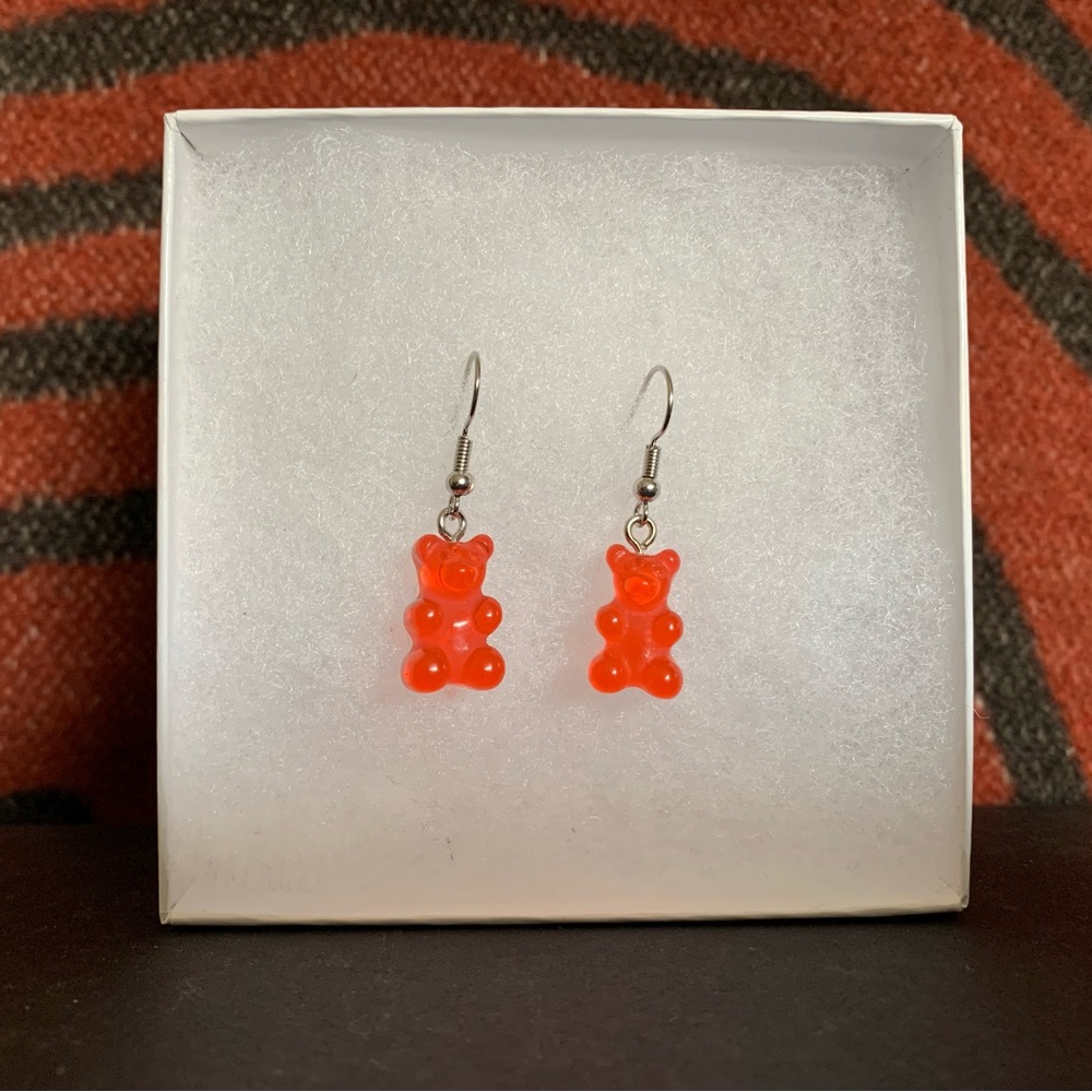 Red gummy bear earrings